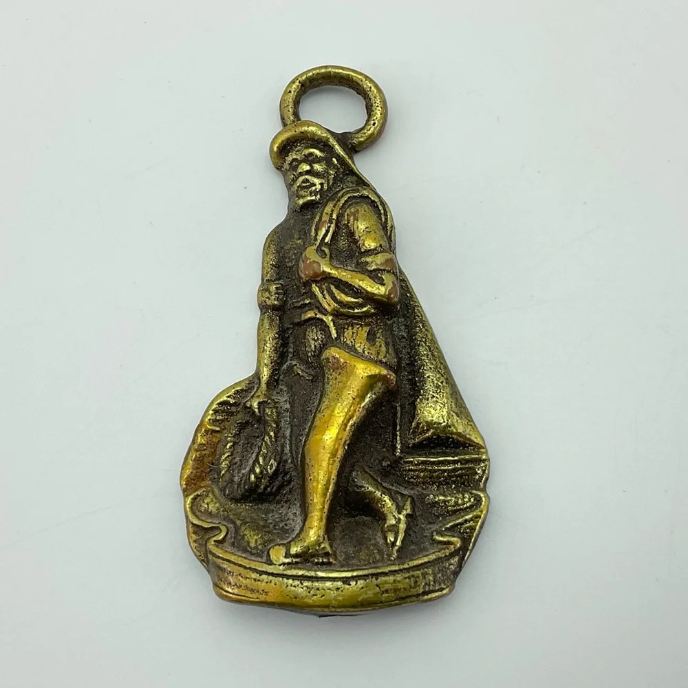 Vintage Brass Fisherman Figure, Home Decor, Ornament, Sailor Figurine, Steampunk - Picture 1 of 9